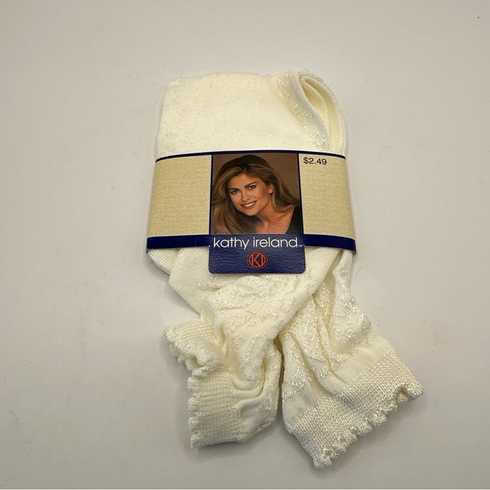 Vintage 80s Kathy Ireland Ivory Knit Socks